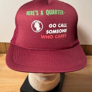 Vintage Funny Here’s A Quarter Go Call Someone Who‎ Cares Trucker Snapback Hat